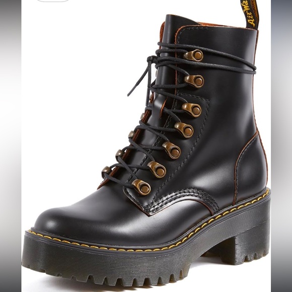 Dr. Martens Leona black combat boot 37 - Picture 2 of 11